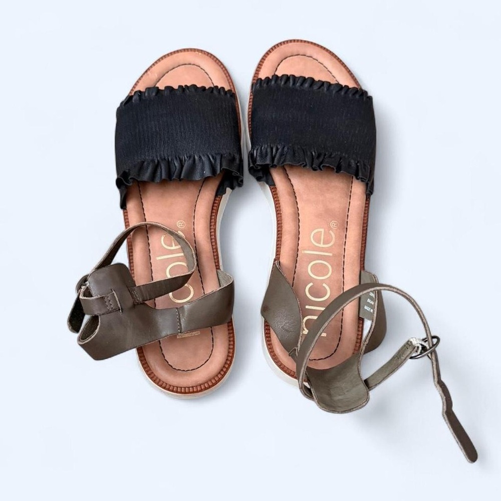 Brown & Black Strappy Sandals